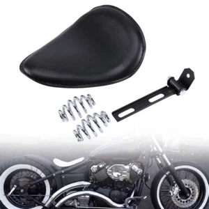 Solo Seat Black Leather New Motorbike Fit For Sportster Motorcycles - Picture 1 of 13