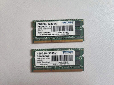 Patrio 8GB 2x 4GB PC3-10600 Laptop SODIMM DDR3 1333MHz Memory RAM laptop memory - Image 1 of 2