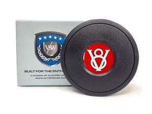 Botón de bocina del volante de 9 pernos con emblema rojo Hot Rod V8 - Imagen 1 de 5