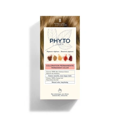 Phyto Hair Color Kit 8 Biondo Chiaro Colarazione per Capelli Senza Ammoniaca - Immagine 1 di 4