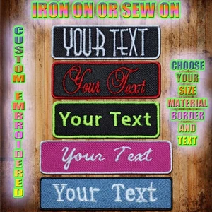 Custom Embroidered Name Tag or Text Tag Iron on or Sew On - Picture 1 of 6