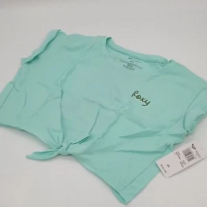 Roxy T-Shirt Girls Small(8) Pineapple Tie Front Crop Cotton Tee Mint S(8) - Picture 1 of 13