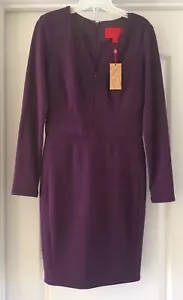 ZAK POSEN NEW YORK Z SPOKE PLUM LONG SLEEVE DRESS , Size 4. NWT - Picture 1 of 8