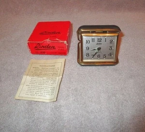Vtg Linden Travel Alarm Clock Leather Case Glow In The Dark #1530 Box 60s Tested - Picture 1 of 9