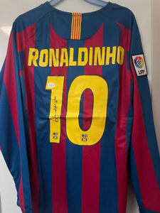 Signed Ronaldinho Barcelona Jersey with Coa