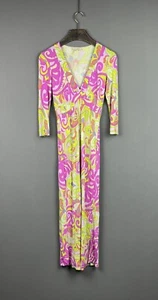Vintage ETRO MILANO Colorful Viscose Paisley Print 3/4 Sleeve Long Dress Size 40 - Picture 1 of 17