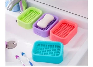 Bathroom Water Draining Soap Dish Case Holder Drainer Soap Saver Storage Box New - Picture 1 of 14