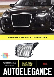 Rejilla De Panal Sin Emblema Negro Cromado Mate Para Audi A3 8P 08-13 - Imagen 1 de 9