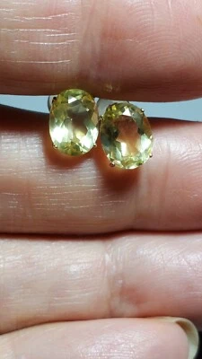 3.63 CT GENUINE LEMON TOPAZ 10KT SOLID YELLOW GOLD STUD EARRINGS - Image 1 of 4