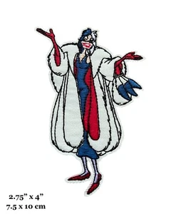 Cruella de Vil 101 Dalmatians Villain Full Figure Embroidered Iron On Patch - Picture 1 of 2