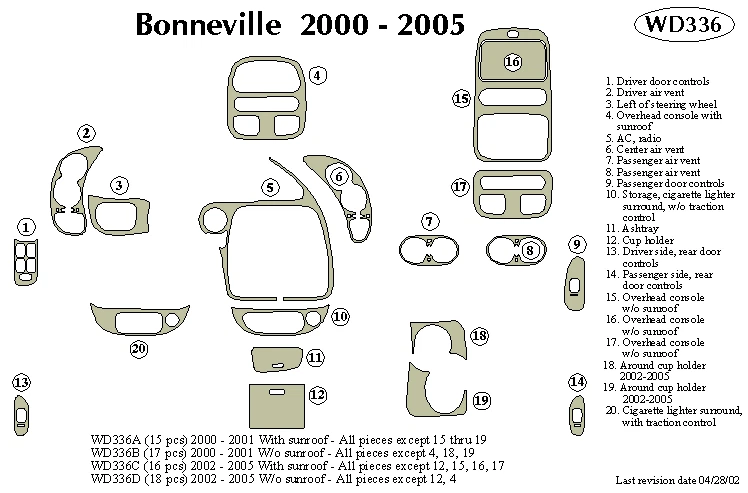 KIT EMBELLECEDOR TABLERO PONTIAC BONNEVILLE 2002 2003 2004 2005 d Foto 1 de 1