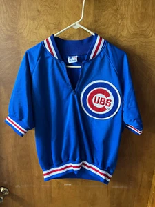 CHICAGO CUBS Pullover Zip Jacket VINTAGE Majestic Size ? Short Sleeve - Picture 1 of 3