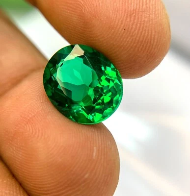 6.85 CT ZAMBIAN EMERALD OVAL | Lab Created Nanosital(TM)| Loose Gemstone Gift - Image 1 of 4