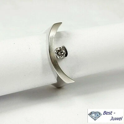 Designer-Ring in 585 Weißgold 14 Karat mit Brillant 0,20 ct Solitär - Bild 1 von 4