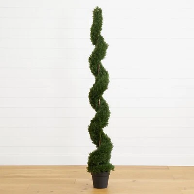6’ Artificial Cedar Spiral Topiary Tree UV Indoor/Outdoor Home Decor.Retail $309 - Image 1 of 4