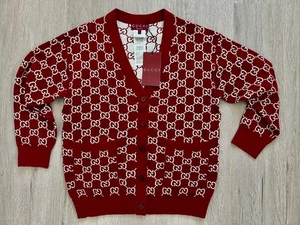 AUTHENTIC GUCCI CARDIGAN GG WOOL JACQUARD REVERSIBLE SWEATER SIZE L - Picture 1 of 8