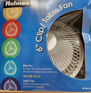 Holmes Convertible Desk & Clip Fan 6” White HCF0611A New In Box College School - Picture 1 of 1