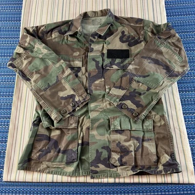 Vintage U.S. Military BDU Jacket Mens Medium Long Woodland Camo Combat 80s - Image 1 of 4