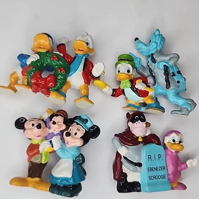 Редкий Лот Винтажных Мини-Фигурок Disney ПВХ Аплодисменты Микки Рождественская Кэрол 1980-е - Изображение 1 из 2