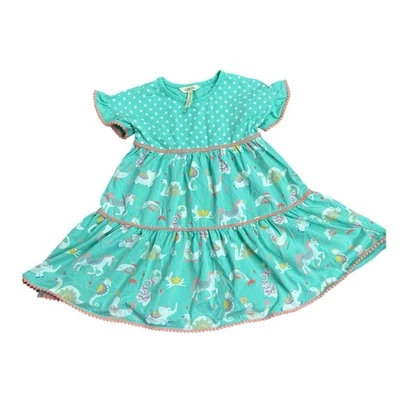 Vestido Matilda Jane Niñas Talla 4 - Aqua Lunares Circo Estampado Animal Boho  Foto 1 de 4