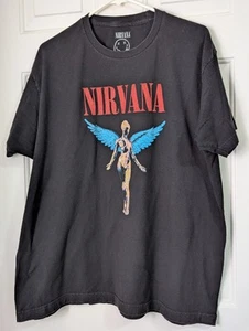 Nirvana In Utero Tshirt Mens XL Grunge Kurt Cobain Black Cotton 90s Retro Music - Picture 1 of 4