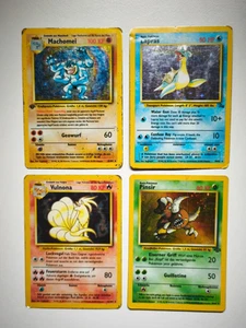 4 Holo Pokemon Karten Machomei Vulnona Lapras Pinsir Schlechter Zustand - Bild 1 von 8