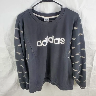 Adidas Sweatshirt Women's 2XL Black White Favorites Oversize AOP Pullover FM6185 - Image 1 of 4