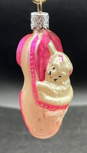 Vintage West Germany Kitty Cat in Shoe Slipper Glass Christmas Ornament 3.5” - Picture 1 of 9