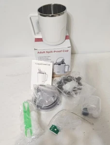 NEU IM KARTON - HOSUKU AUSLAUFSICHERE TASSE FÜR ERWACHSENE 13,5 OZ 400 ml MIT SCHNABELDECKEL WEISS - Bild 1 von 8