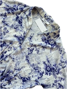 C By One Landscape Toile Floral Weiß L Oversized Shirt Top Tie Front Leinen - Bild 1 von 9