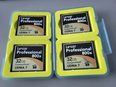 Lot of 4 w/case Lexar Professional 800x 32GB compact flash cards - Image 1 of 4