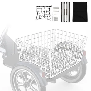 Tricycle Rear Basket Folding Large Capacity Basket Steel Basket W/String Bag - Picture 1 of 8