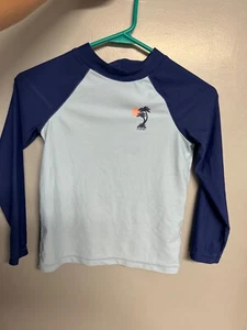boys Carters Swim rash guard size 7 blue/navy with palm tree - Picture 1 of 4