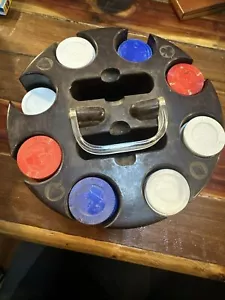 VINTAGE POKER CHIPS WITH Plastic CADDY/CARRIER w/CARD SLOTS. CLEAN. - Picture 1 of 4