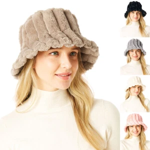 ScarvesMe Damenmode Winter warm einfarbig Kunstfell kuschelig Fischerhut - Bild 1 von 11
