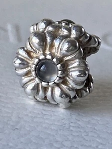 Pandora Juni Mondstein Geburtstag Blüte Grau Blau Blume Charm 790580msg - Bild 1 von 3