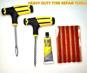 MOTORCYCLE CAR VAN TUBELESS TYRE PUNCTURE REPAIR KIT TIRE TOOL PLUG EMERGENCY - Picture 1 of 5