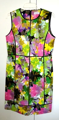 VESTIDO FLORAL BRILLANTE ELÁSTICO SIN MANGAS CALVIN KLEIN DAMAS-12-ALGODÓN/SPANDEX Foto 1 de 4