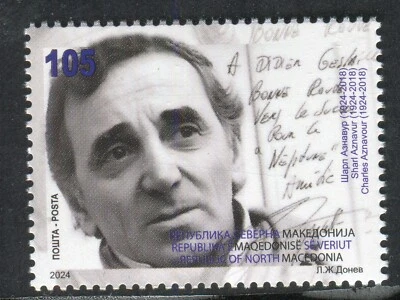 450 - NORTH MACEDONIA 2024 - Charles Aznavour - French Singer - Composer - MNH  - Image 1 of 2