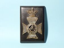 Antique Victorian The King's Royal Rifle Corps Helmet Badge Mounted Wood Plaque