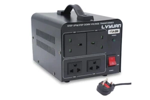 Voltage Converter 2000W Step Up / Down UK to US Transformer 2 outlets Cantonape - Picture 1 of 1