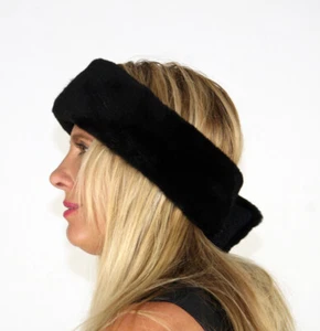 New Black Sheared Mink Fur Headband Efurs4less - Picture 1 of 4