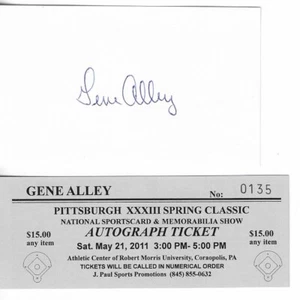 Gene Alley Signed Index Card Pittsburgh Pirates Autograph Ticket Proof - Picture 1 of 1