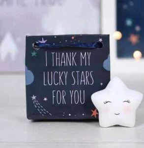 I Thank My Lucky Stars For You Ornament in Geschenktüte, weißes Lächeln Andenken Medaille - Bild 1 von 3