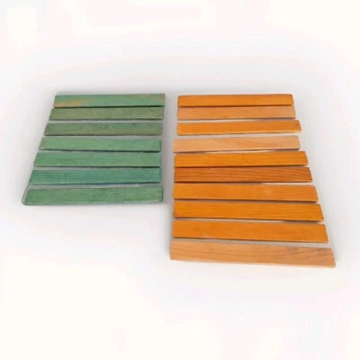 Lot Of 17 Lincoln Logs Roof Planks Slats 6 Inch 10 Orange 7 Green Wood - Image 1 of 4