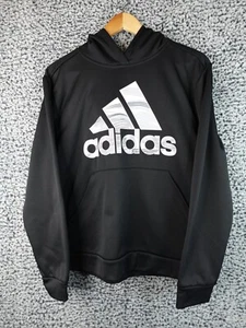 Adidas Youth XL Black Gray Graphic Logo Hoodie Hooded Sweatshirt AA7678 Pullover - Picture 1 of 12