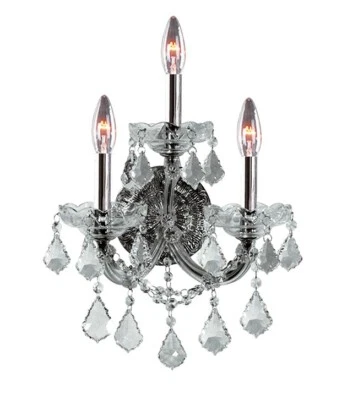 Wall Sconce Light Fixture with Asfour Crystal Bathroom or Dining Room Chrome 12" - Image 1 of 2