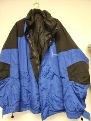 Men's Heavy Down Reversible Winter Coat With Hood Lined  2 Coats 2XL Corning  - Image 1 of 4