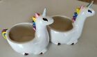 Set of 2 Ceramic Hand Painted Glazed Magical Unicorns For Beverages or Planter