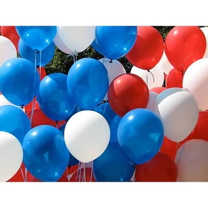 5 x 12 rot weiß und blau Partyballons. FEIERLICHKEITEN. ANLÄSSE. PARTY - Bild 1 von 10